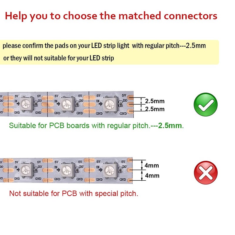 FSJEE 3 Pin LED Strip Connector Kit, Include LED Corner Connector, Unwired Gapless and T Shape Connector, Jumper for 10mm 3Pin WS2811 WS2812 LED Strip - Image 3